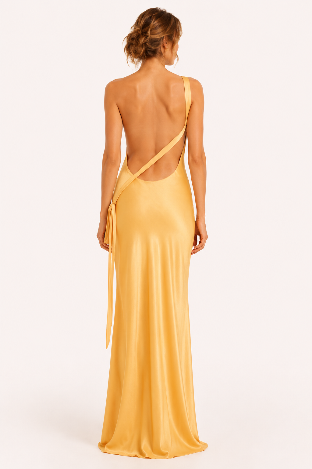 Vestido largo mujer un hombro escote diagonal ajustado elegante - Annelie