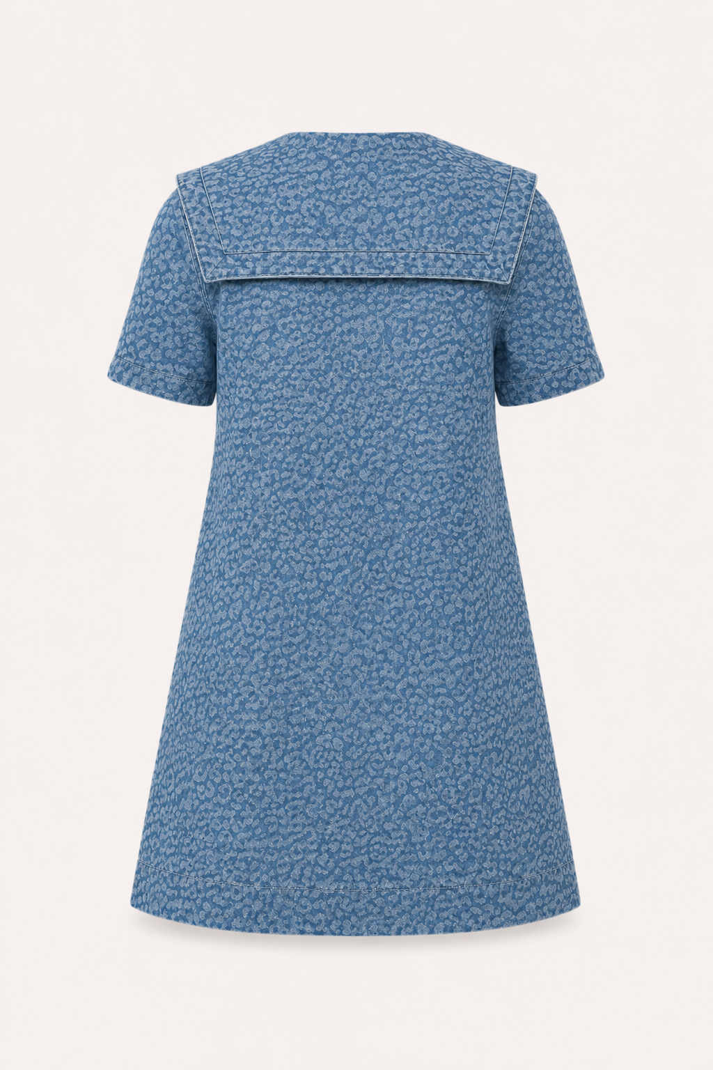 Vestido denim corto mujer cuello marinero manga corta botones estampado - Paula