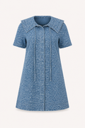 Vestido denim corto mujer cuello marinero manga corta botones estampado - Paula