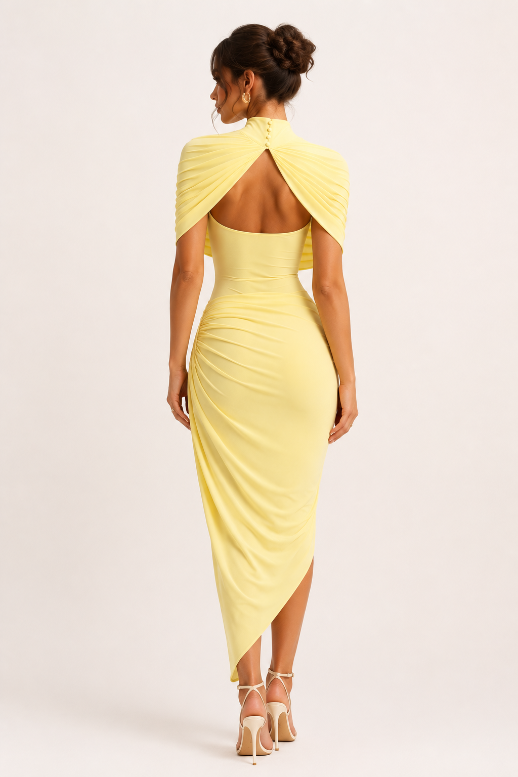 Vestido midi mujer boda invitada cuello alto elegante sofisticado - Katja