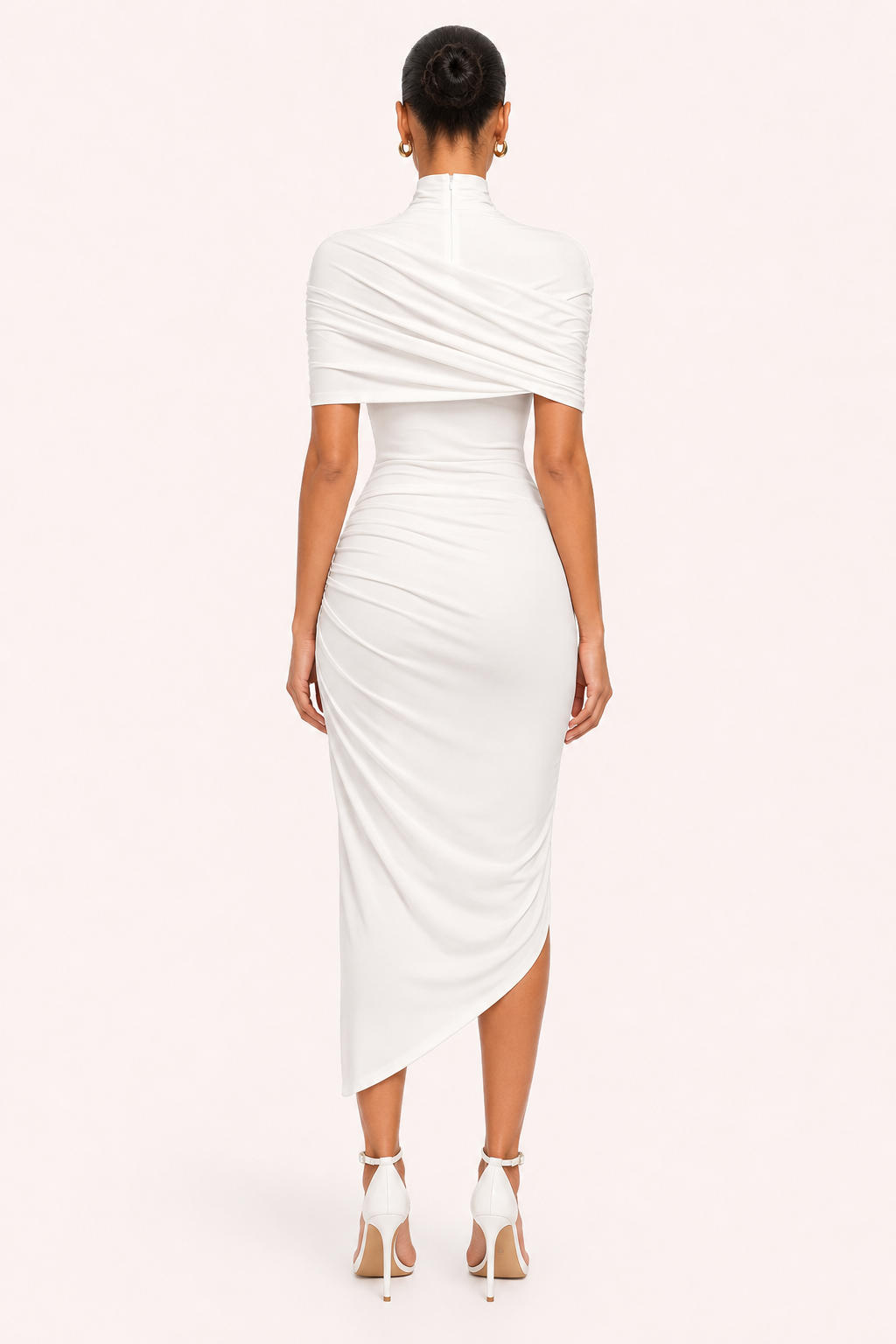 Vestido midi mujer boda invitada cuello alto elegante sofisticado - Katja