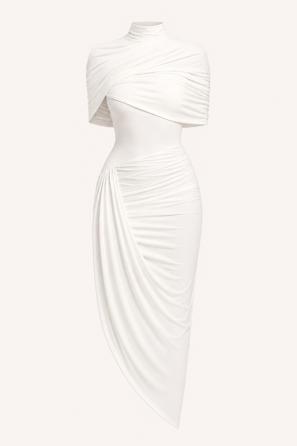 Vestido midi mujer boda invitada cuello alto elegante sofisticado - Katja