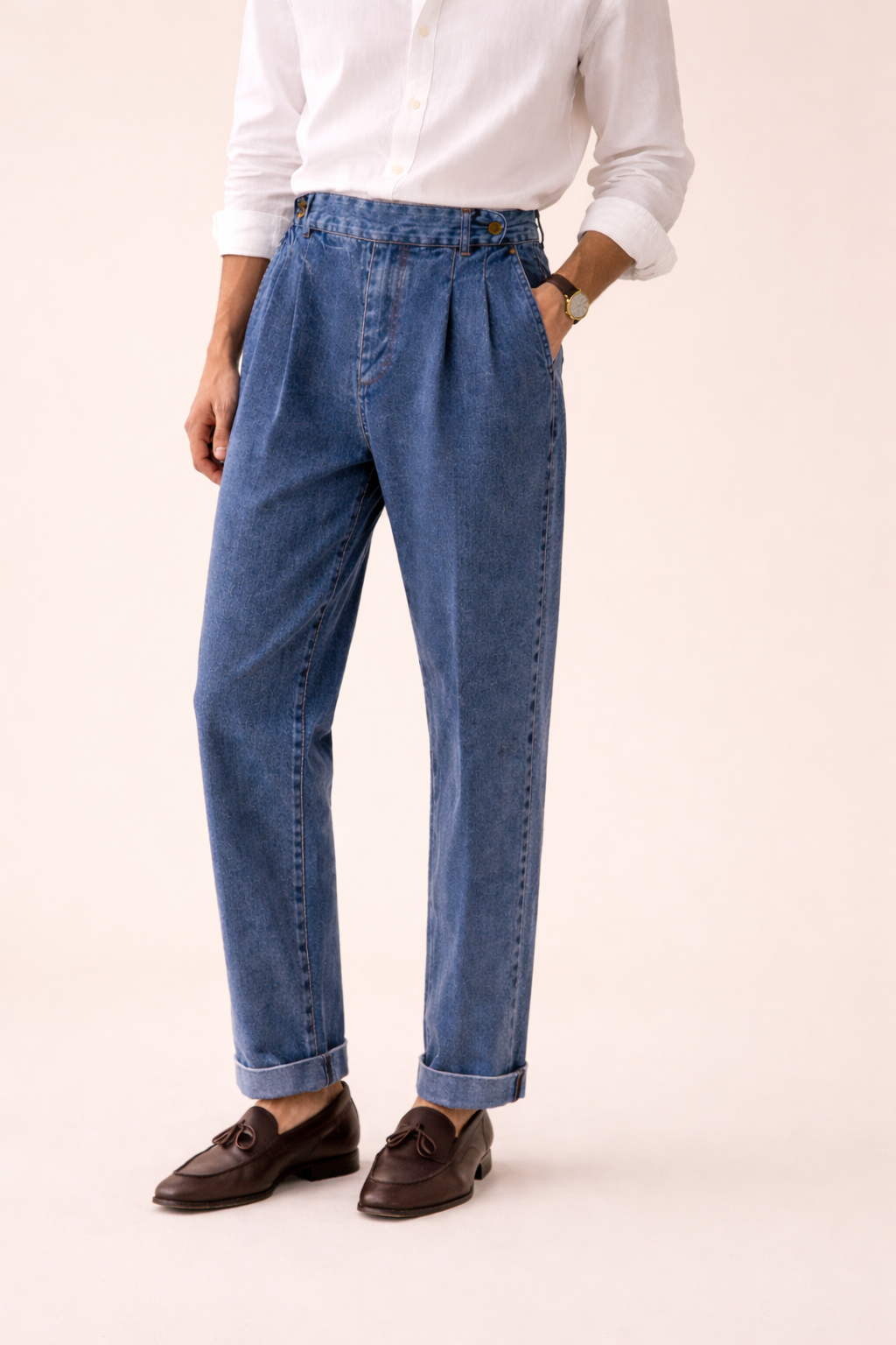 Pantalón denim elegante de corte alto para hombre - James