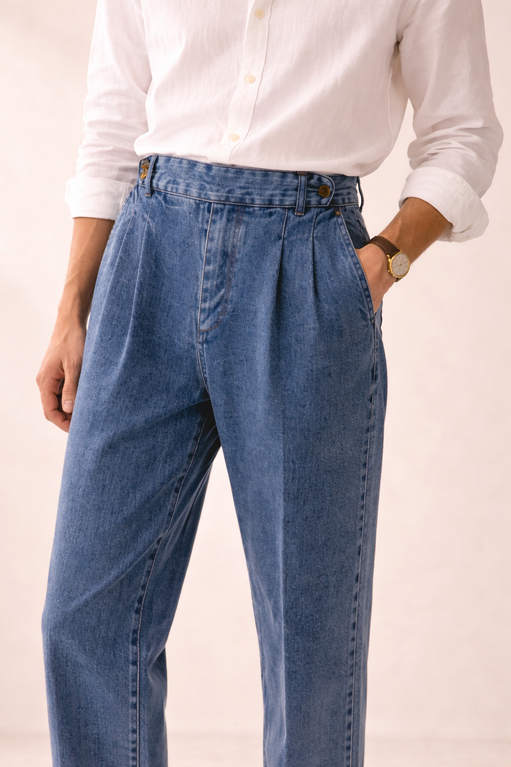 Pantalón denim elegante de corte alto para hombre - James