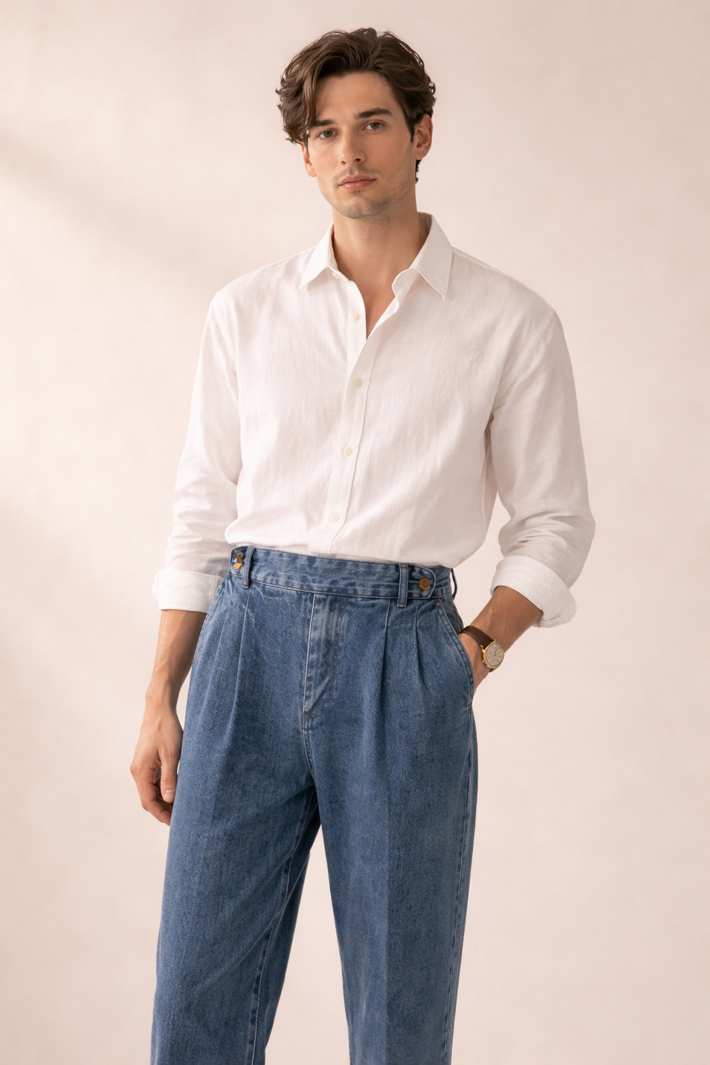 Pantalón denim elegante de corte alto para hombre - James