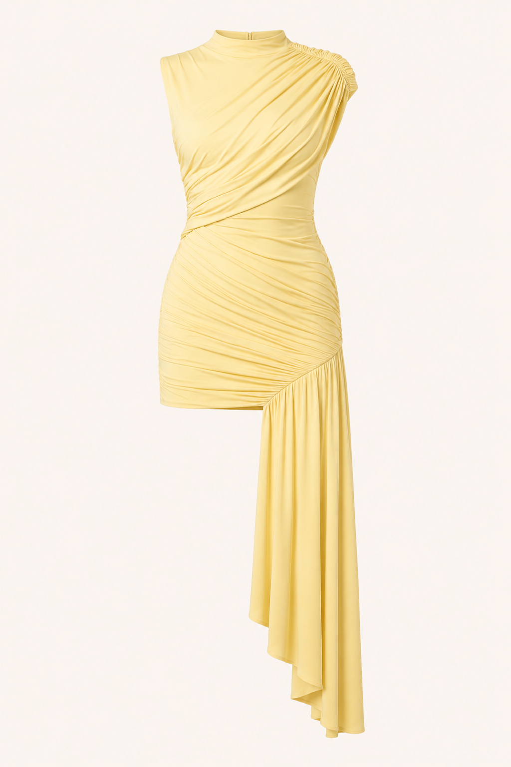 Vestido corto mujer elegante fruncido cuello alto ajustado noche fiesta - Elisa