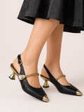Zapatos mujer punta cerrada tira decorativa tacón ancho bajo - Loaiza