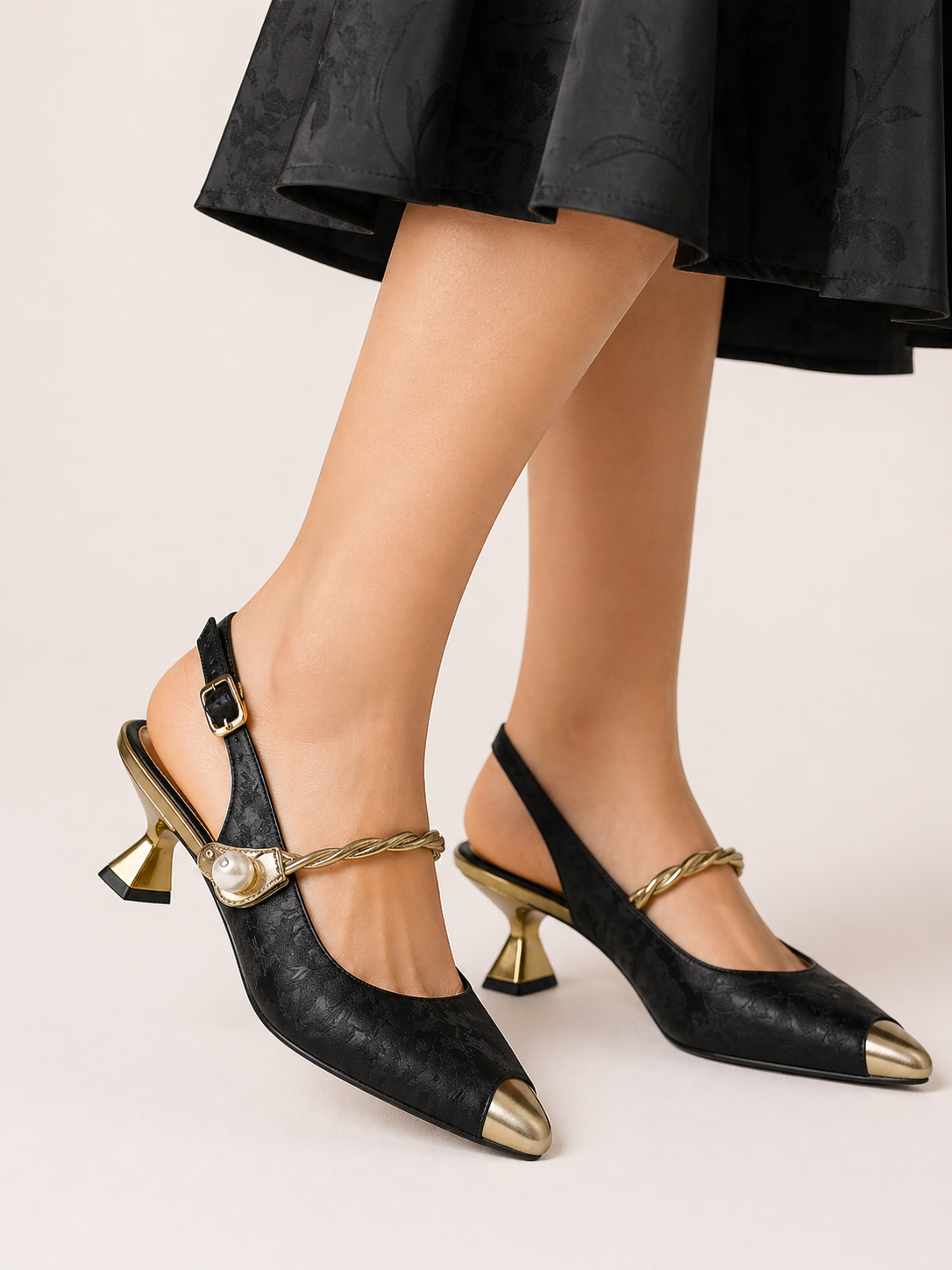 Zapatos mujer punta cerrada tira decorativa tacón ancho bajo - Loaiza