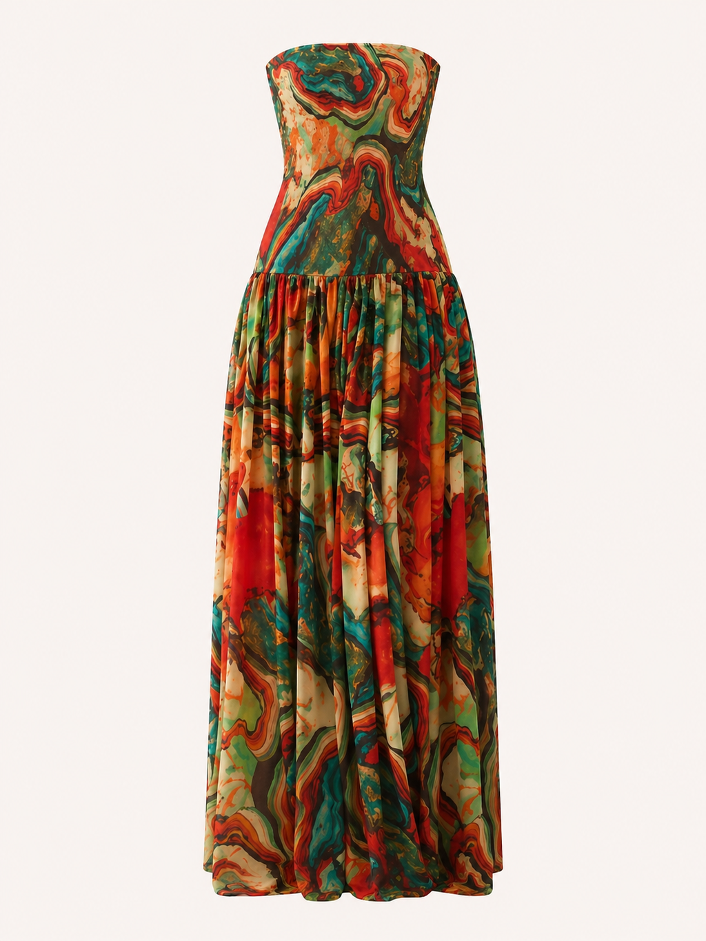 Vestido largo sin tirantes mujer cuerpo ajustado falda amplia - Hellen