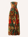 Vestido largo sin tirantes mujer cuerpo ajustado falda amplia - Hellen