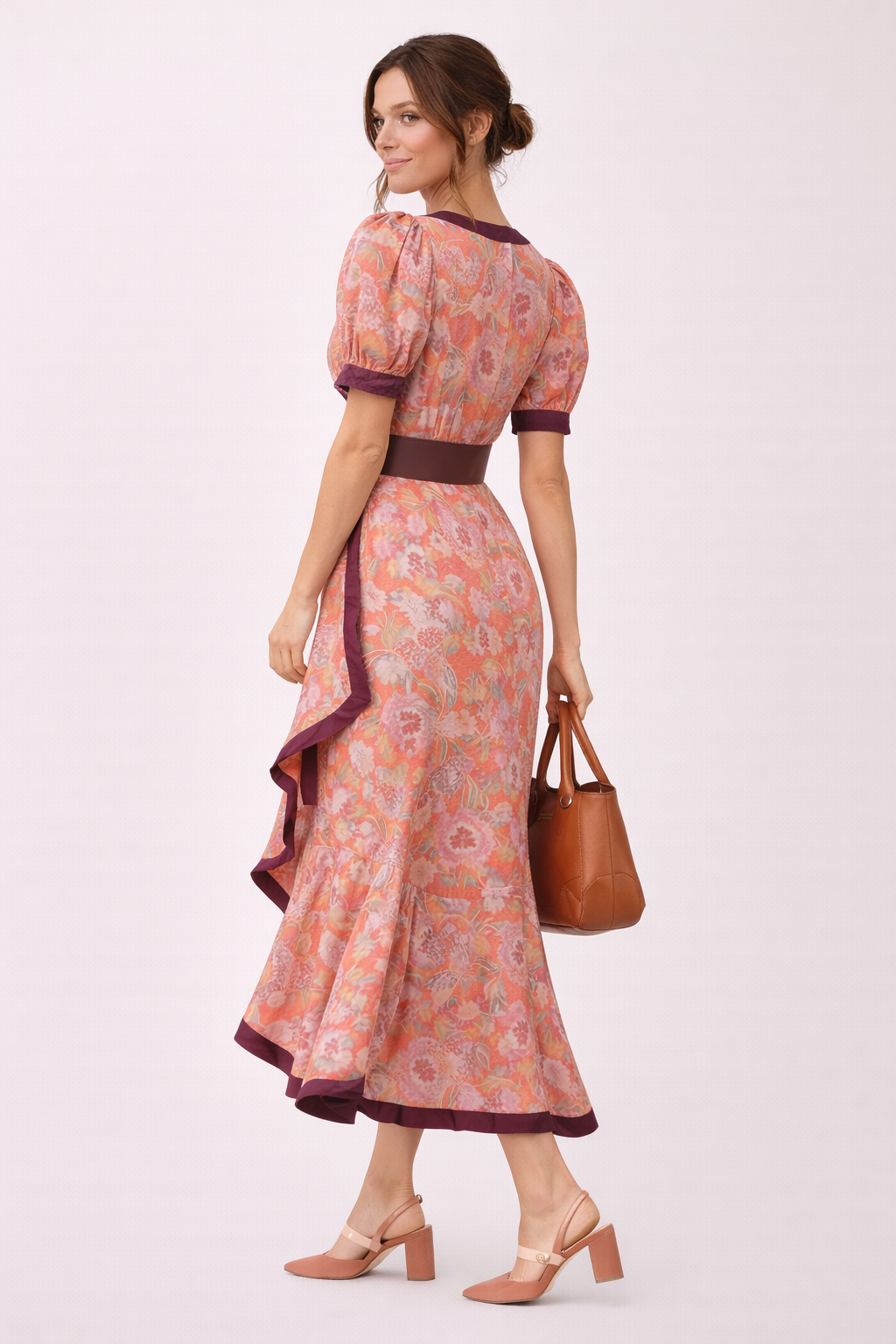 Vestido maxi estampado con mangas cortas para mujer - Anahí