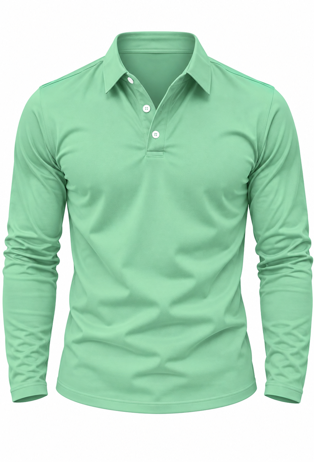 Polo hombre manga larga cuello camisero botones punto otoño versátil - Breno