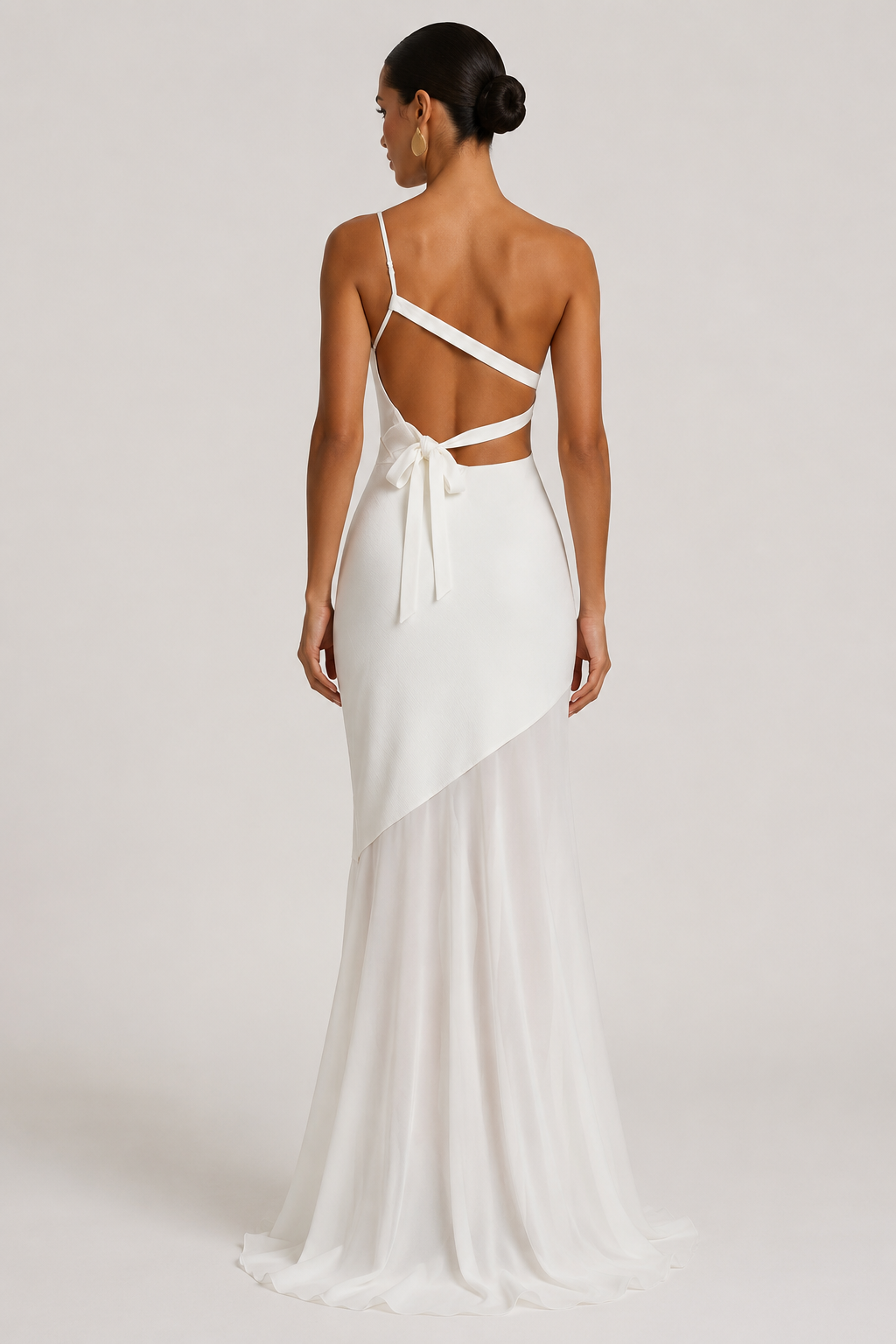 Vestido largo mujer invitada boda un hombro silueta ajustada costados abiertos - Birgit