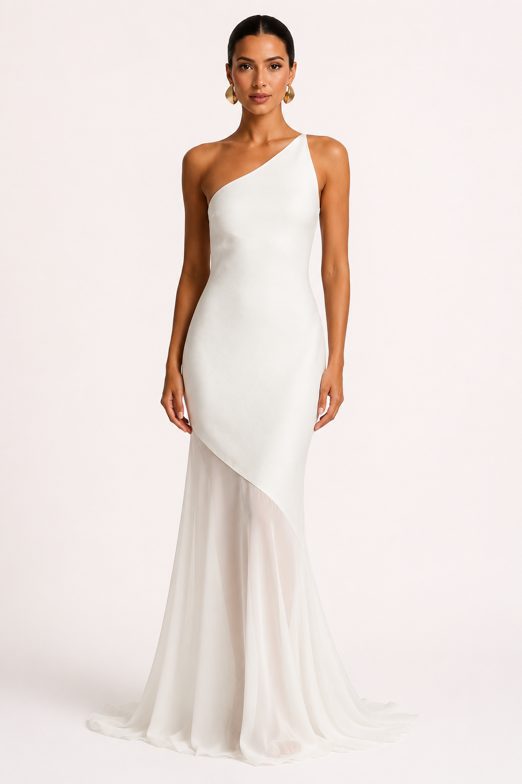 Vestido largo mujer invitada boda un hombro silueta ajustada costados abiertos - Birgit