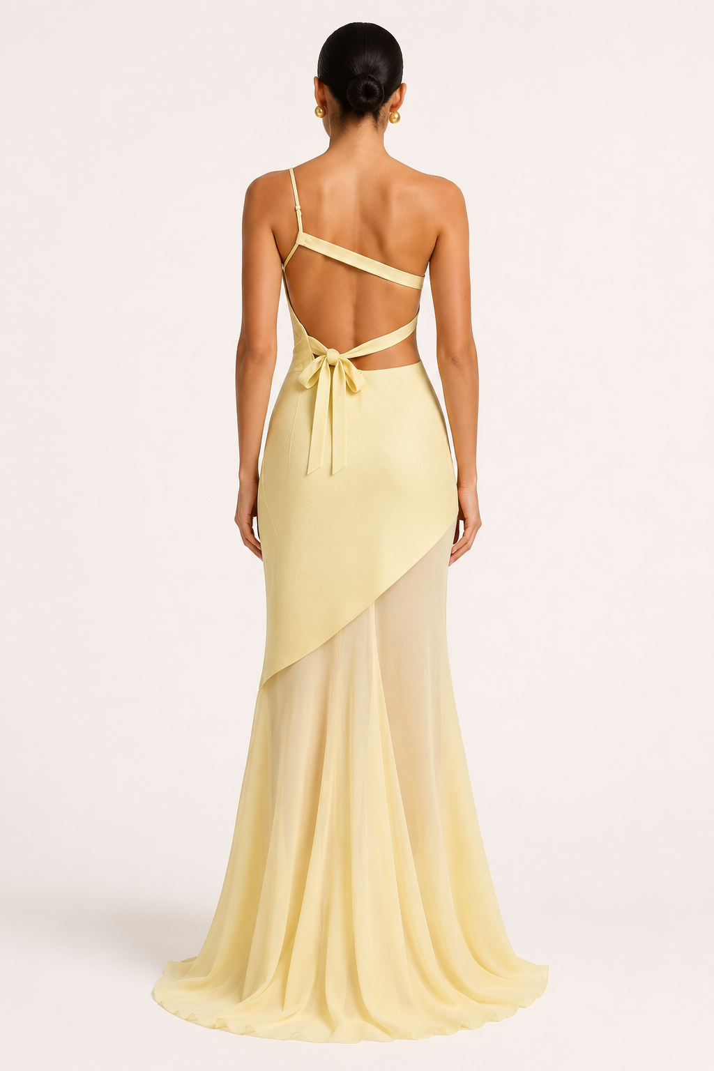 Vestido largo mujer invitada boda un hombro silueta ajustada costados abiertos - Birgit