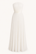 Vestido largo mujer strapless plisado cintura marcada falda amplia fiesta - Tomiris
