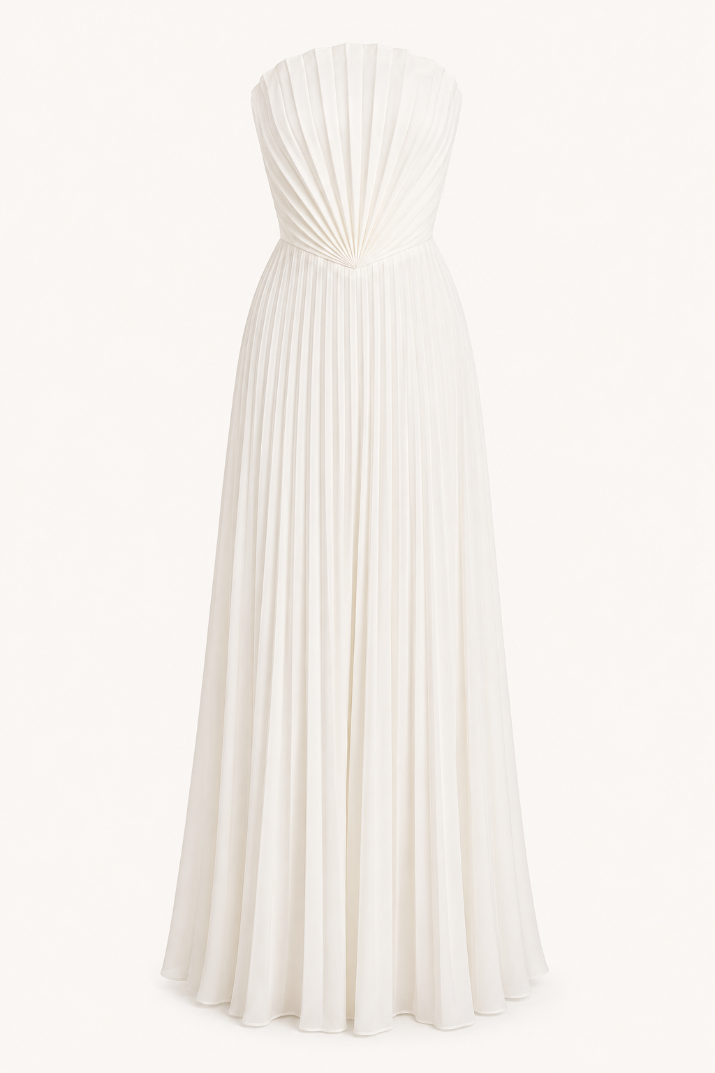 Vestido largo mujer strapless plisado cintura marcada falda amplia fiesta - Tomiris