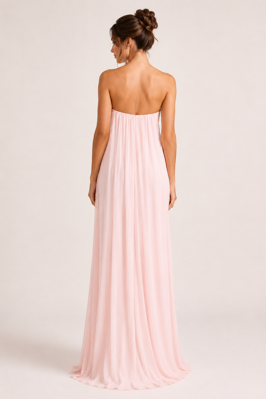 Vestido largo mujer strapless drapeado cadera flor abertura frontal fiesta - Monika