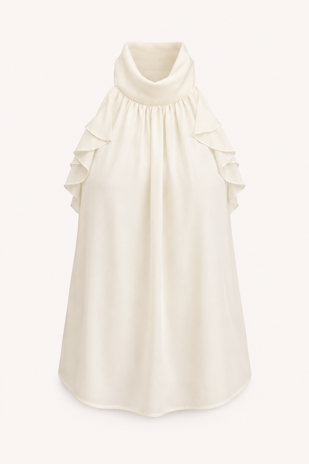 Blusa mujer halter cuello alto hombros descubiertos olanes laterales - Greta