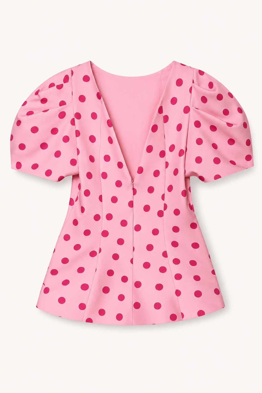 Blusa mujer escote V lunares manga abullonada cintura marcada - Romy