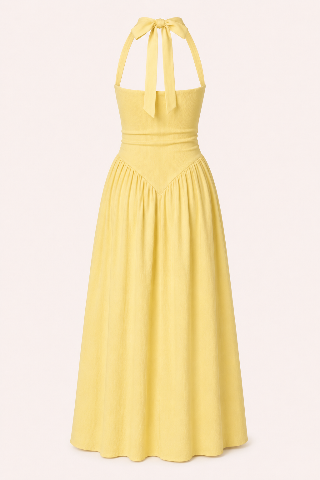Vestido largo mujer verano halter cuerpo ajustado falda amplia fluida - Lotte