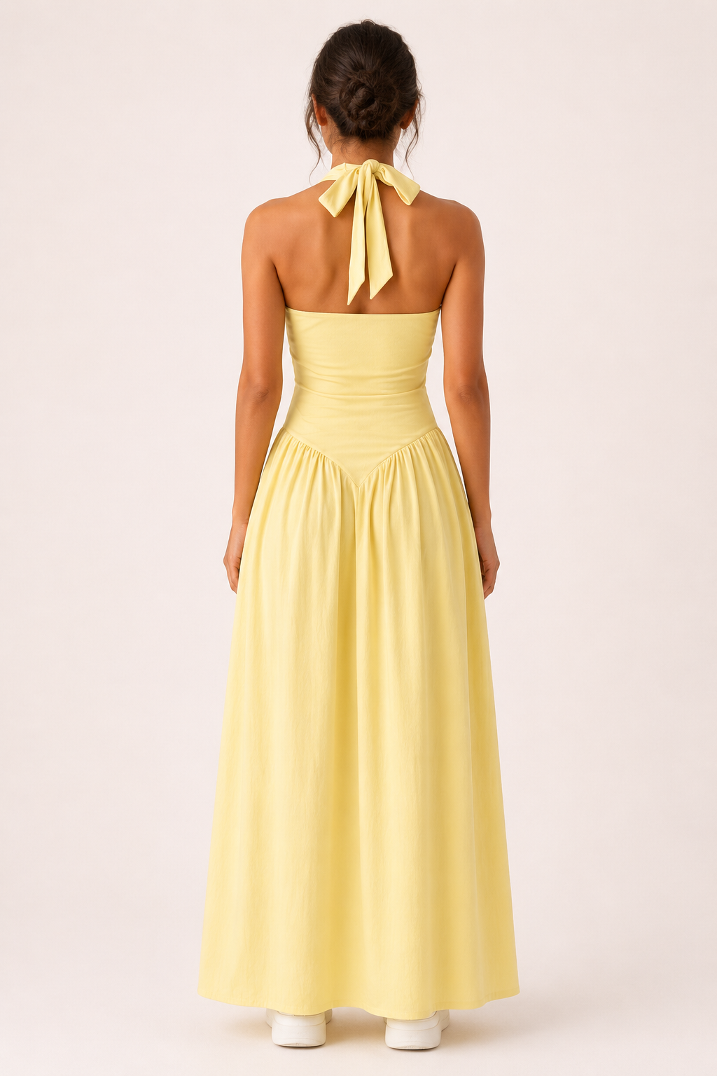 Vestido largo mujer verano halter cuerpo ajustado falda amplia fluida - Lotte