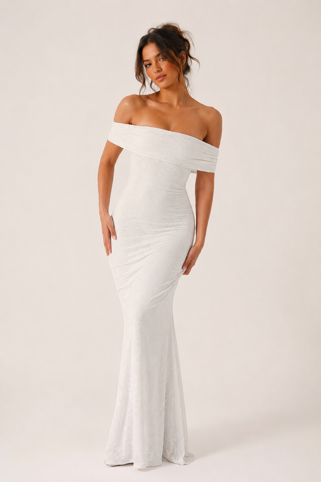 Vestido largo mujer boda sirena hombros descubiertos ajustado elegante - Anja