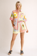Conjunto estampado en lino con short cómodo para mujer - Monroe