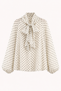 Blusa mujer lunares manga larga abullonada lazo cuello cierre discreto - Hannelore