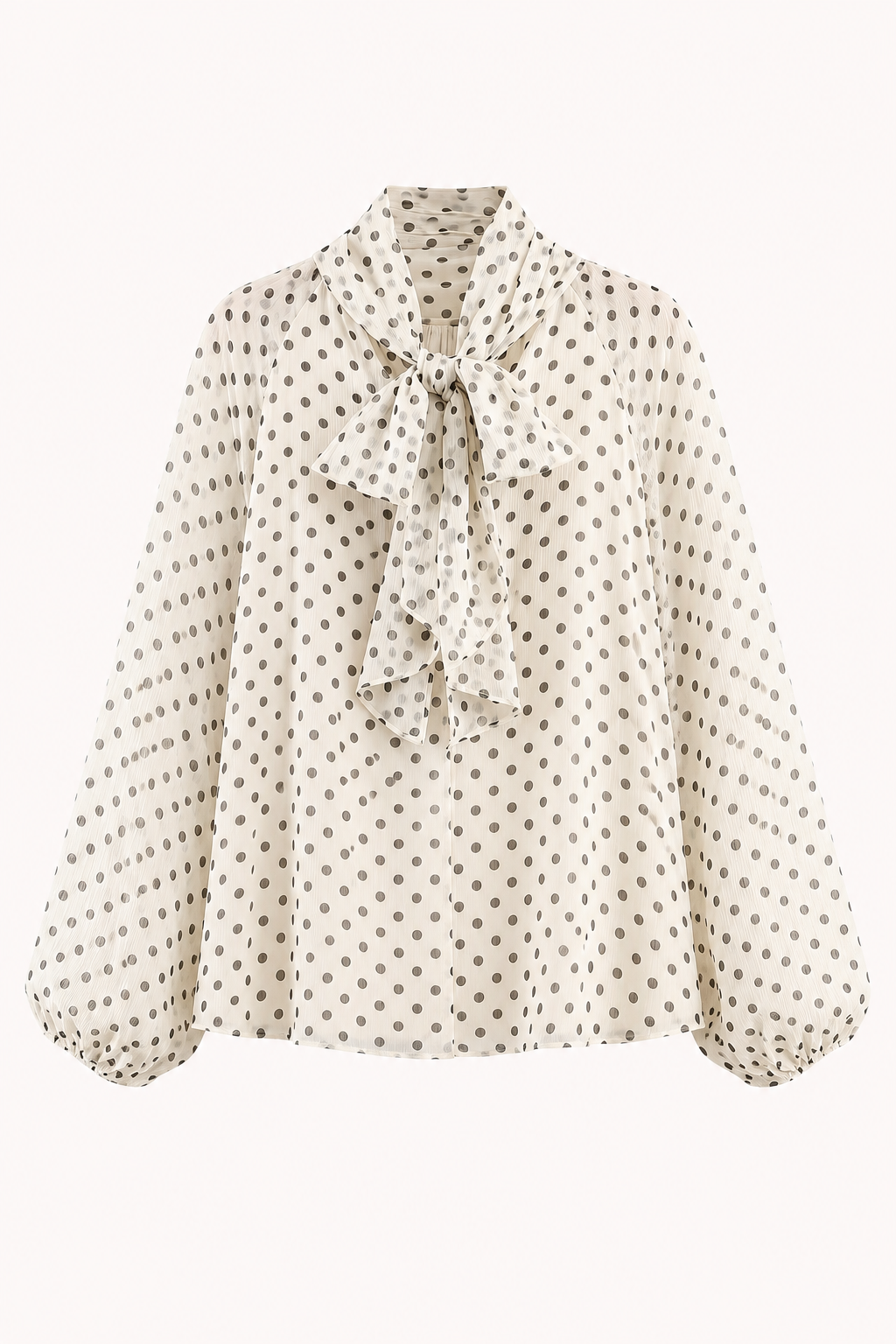 Blusa mujer lunares manga larga abullonada lazo cuello cierre discreto - Hannelore