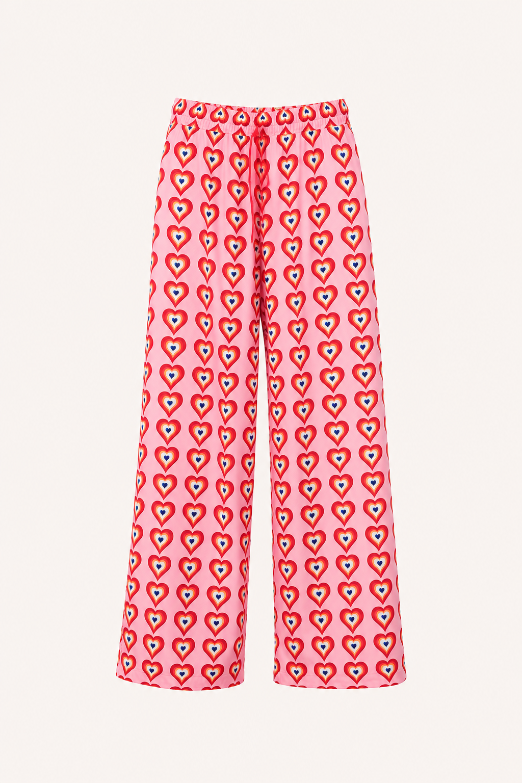 Pantalón palazzo mujer estampado corazones cintura elástica pierna ancha - Nadine