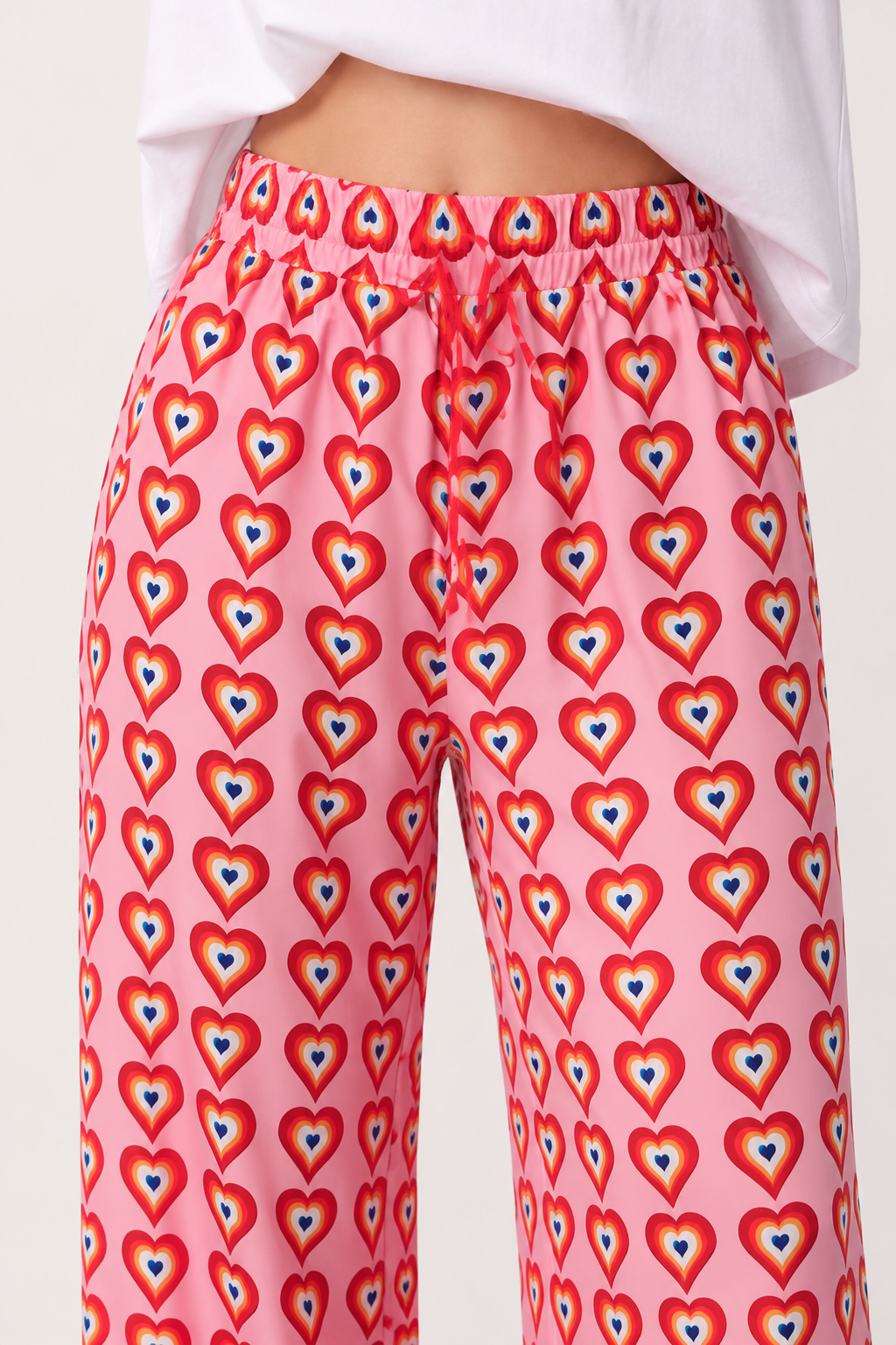 Pantalón palazzo mujer estampado corazones cintura elástica pierna ancha - Nadine