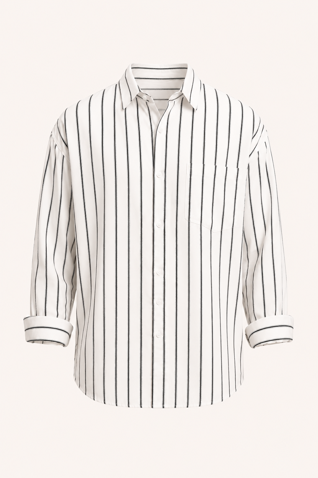 Camisa hombre rayas verticales manga larga oversize cuello clásico casual - Matías