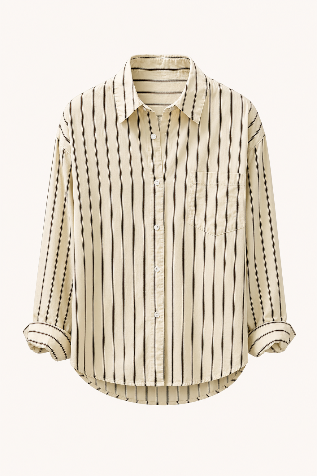 Camisa hombre rayas verticales manga larga oversize cuello clásico casual - Matías