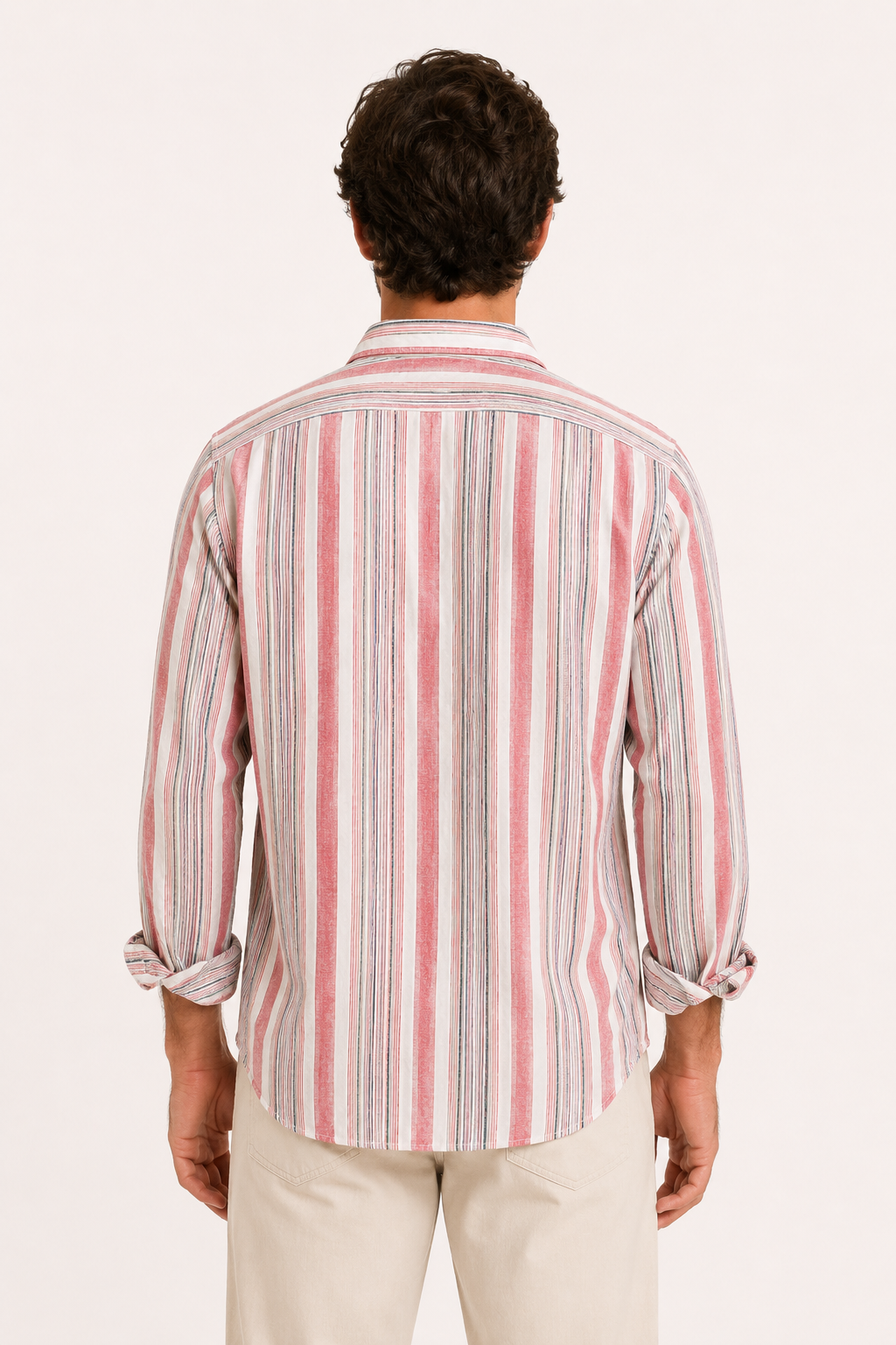 Camisa hombre algodón lino rayas mediterráneo fresco verano - Timo
