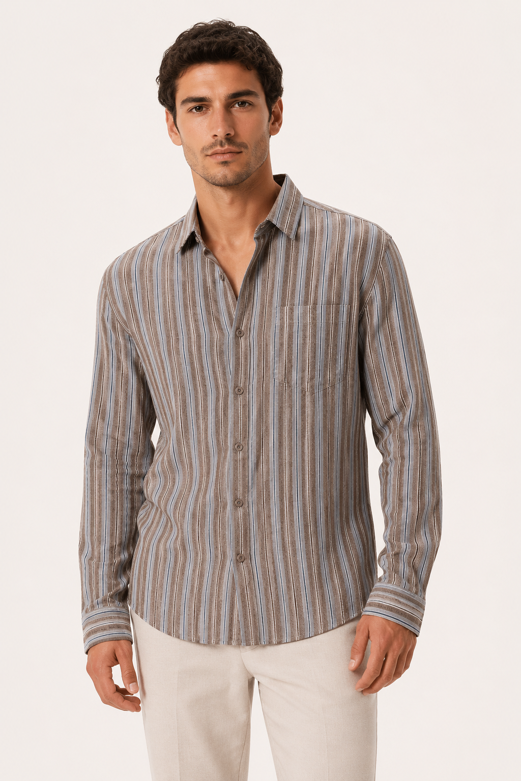 Camisa hombre rayas verticales elegante casual verano mediterráneo - Ralf