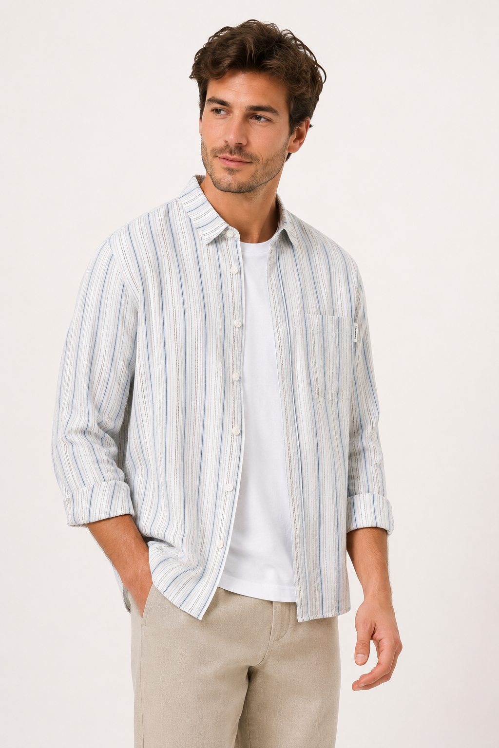 Camisa hombre rayas verticales elegante casual verano mediterráneo - Ralf