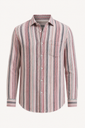 Camisa hombre rayas verticales manga larga cuello camisero bolsillo - Kaspar