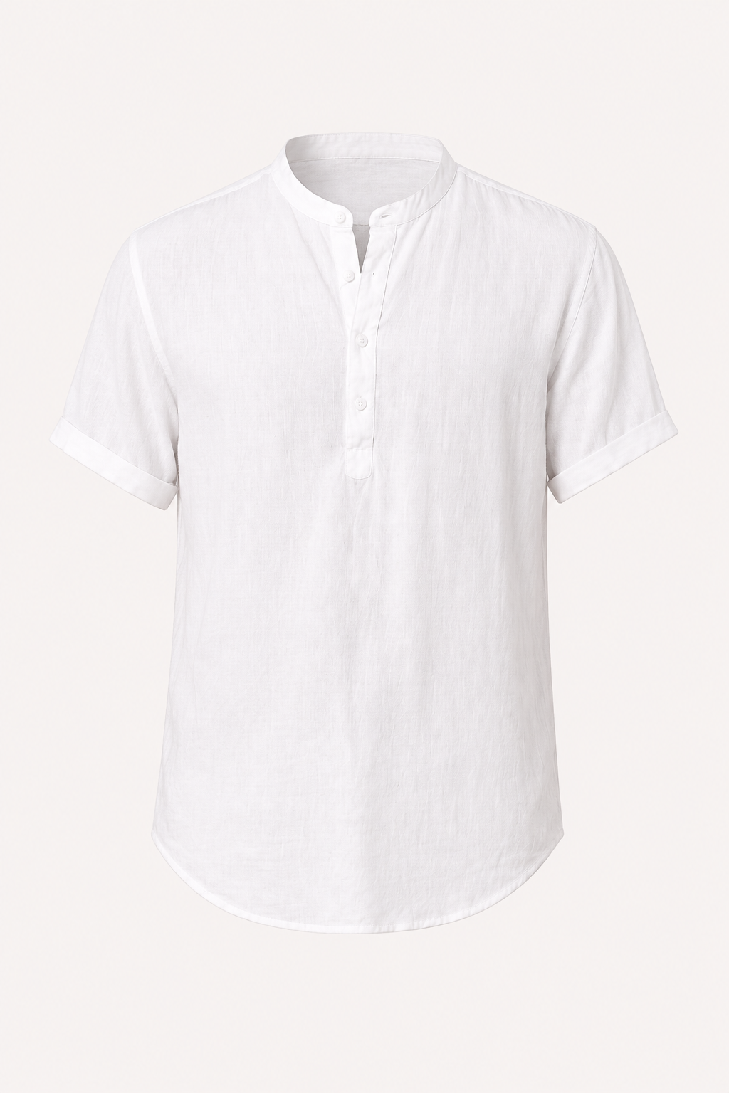 Camisa hombre lino manga corta cuello mao botonadura frontal ligera - Stefan