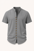 Camisa hombre manga corta cuello mao abierto botonadura frontal verano - Lorenz