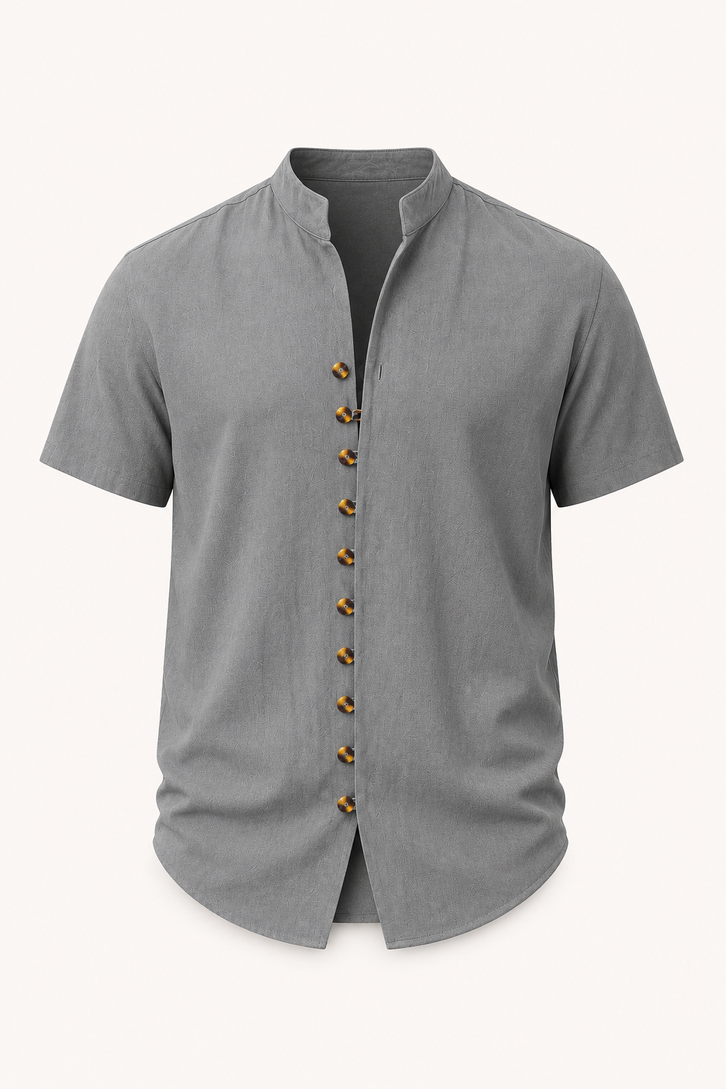 Camisa hombre manga corta cuello mao abierto botonadura frontal verano - Lorenz