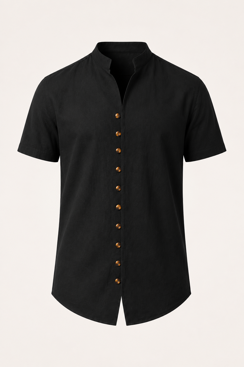 Camisa hombre manga corta cuello mao abierto botonadura frontal verano - Lorenz