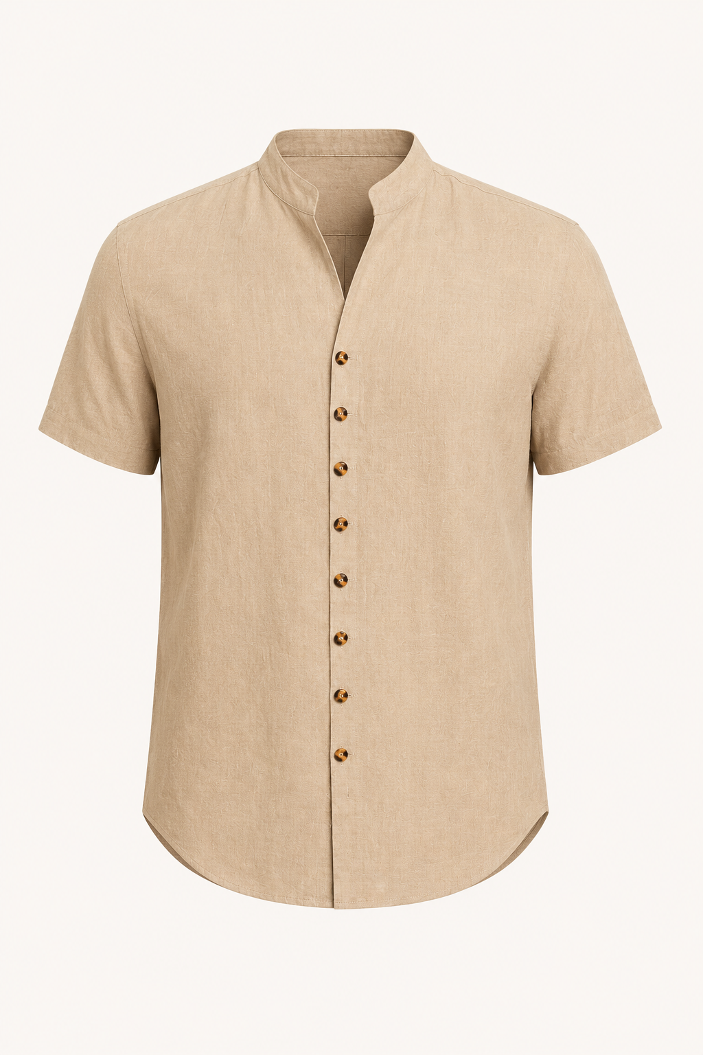 Camisa hombre manga corta cuello mao abierto botonadura frontal verano - Lorenz