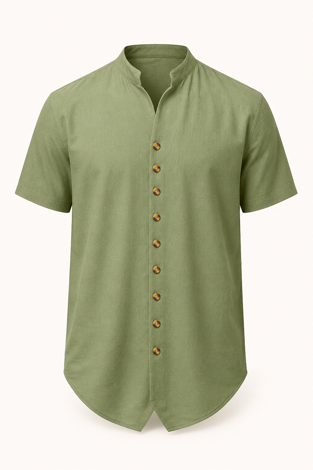 Camisa hombre manga corta cuello mao abierto botonadura frontal verano - Lorenz