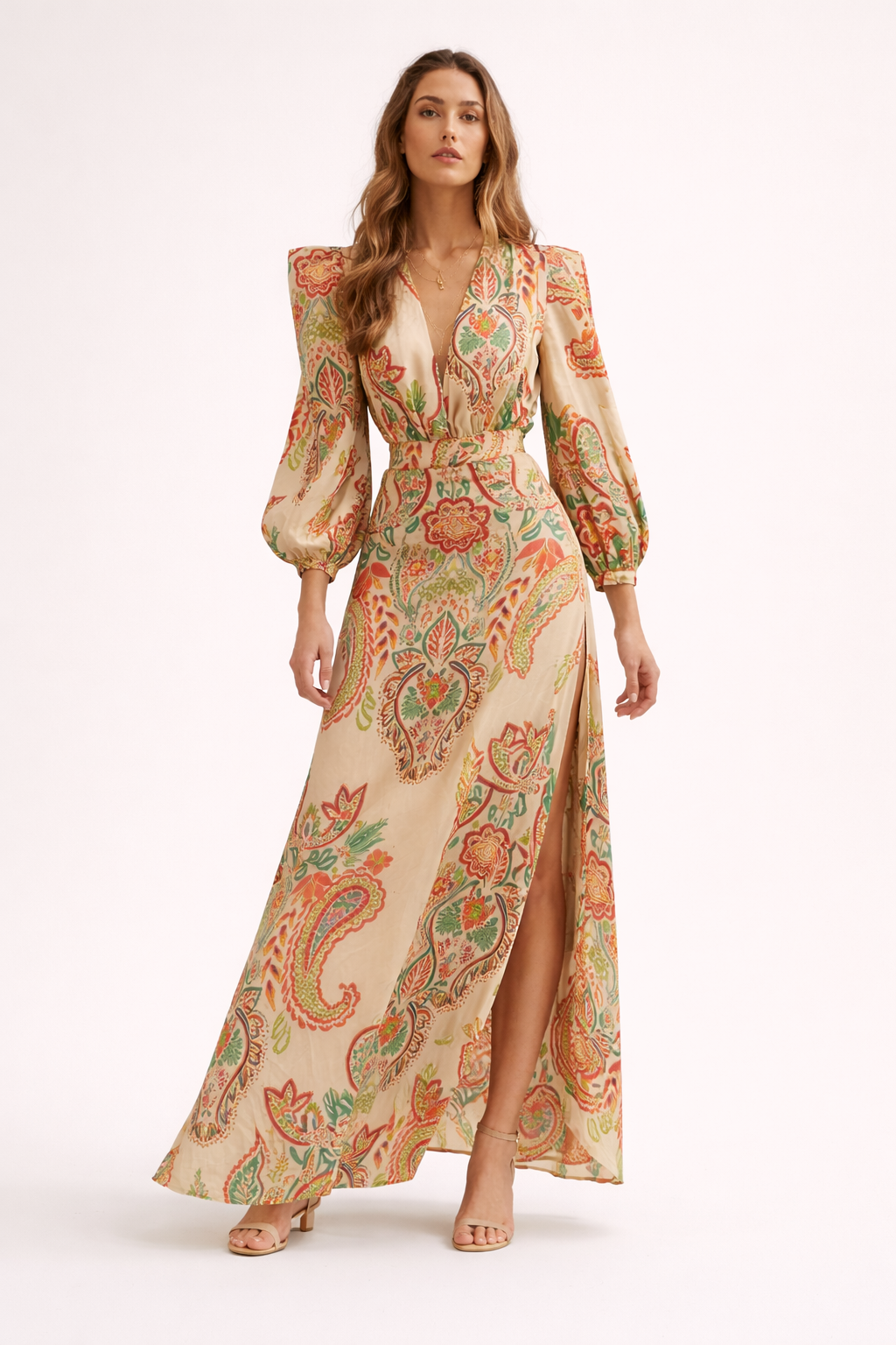Vestido largo para mujer estampado paisley fluido primavera verano - Sorella