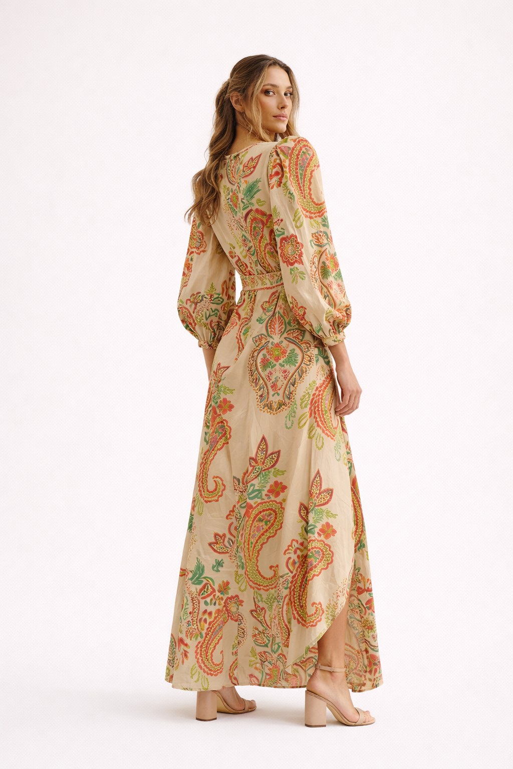 Vestido largo para mujer estampado paisley fluido primavera verano - Sorella