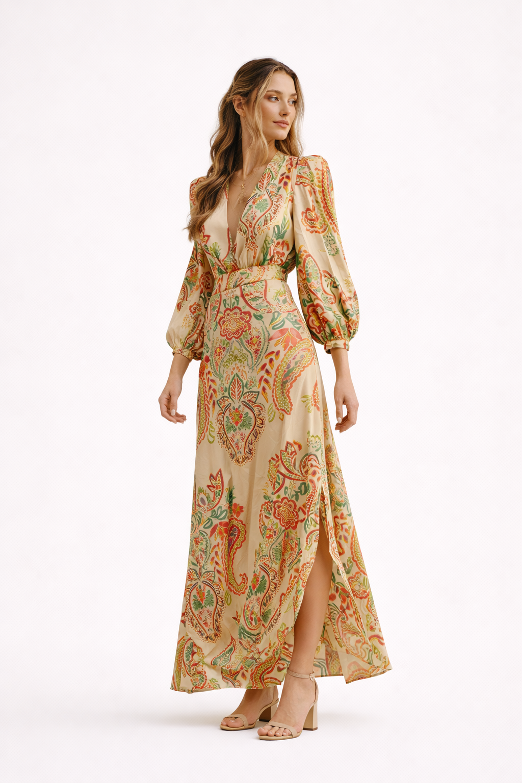 Vestido largo para mujer estampado paisley fluido primavera verano - Sorella