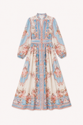 Vestido midi manga larga floral cómodo uso diario mujer - Samirha