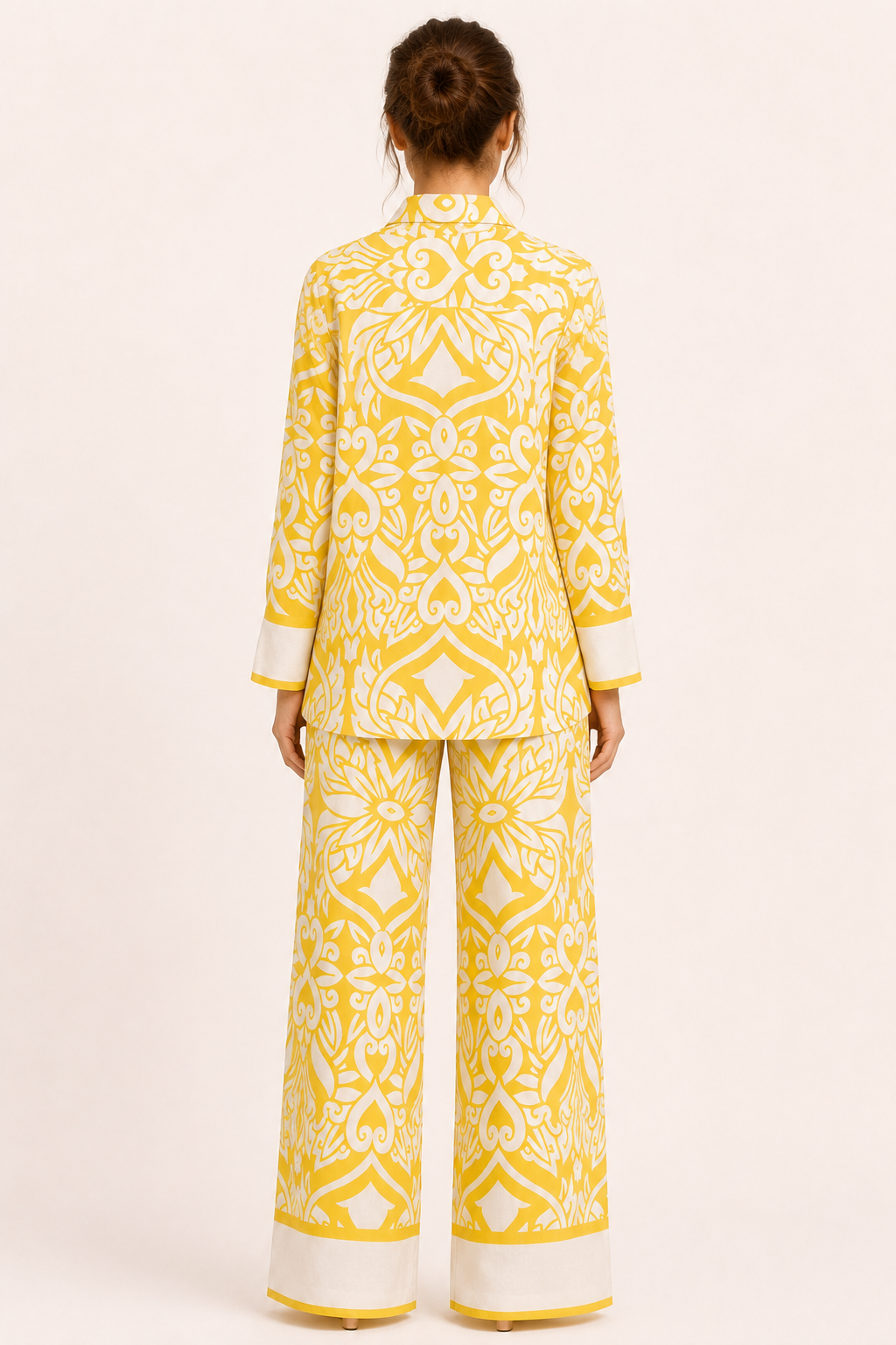 Conjunto mujer camisa pantalón amplio estampado mediterráneo verano - Wilma