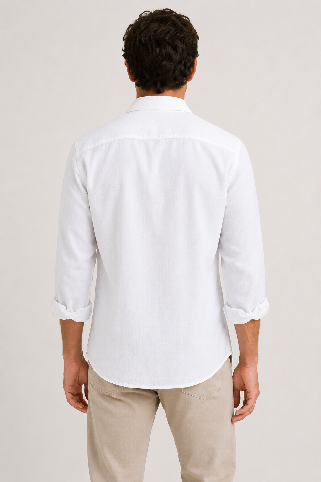 Camisa lino hombre manga larga cuello camisero bolsillo casual - Emil